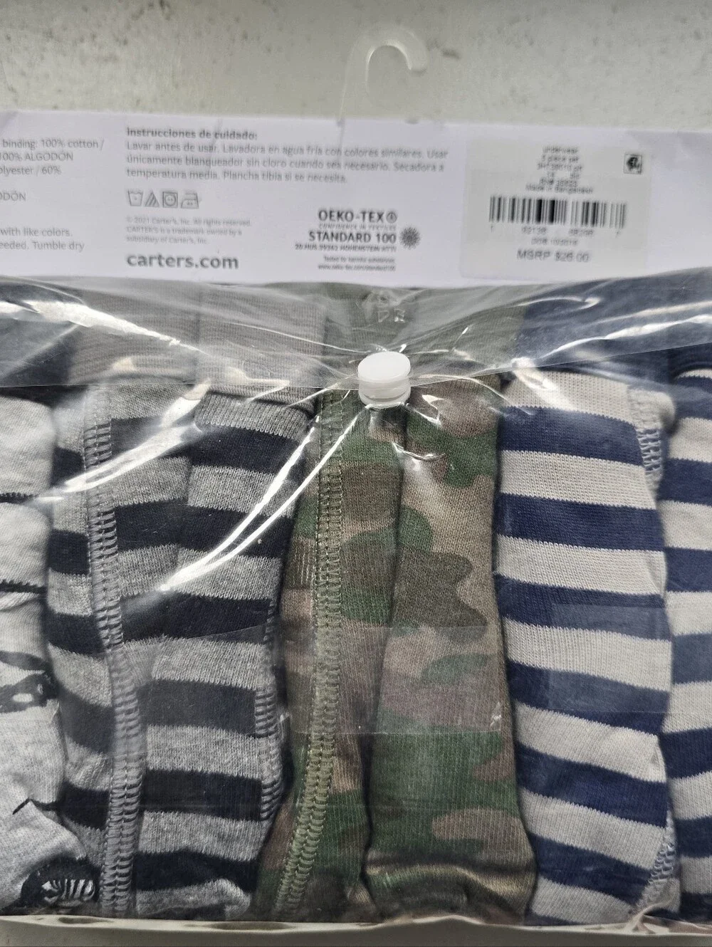Carter's Boys Navy, Gray & Green Camouflage Underwear Pack